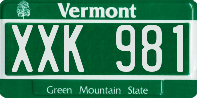 VT license plate XXK981