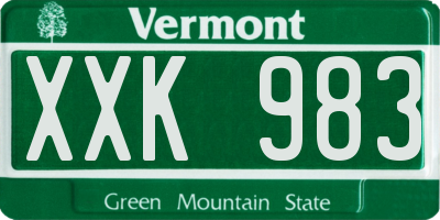 VT license plate XXK983