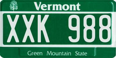 VT license plate XXK988