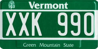 VT license plate XXK990
