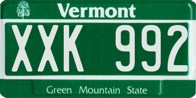 VT license plate XXK992