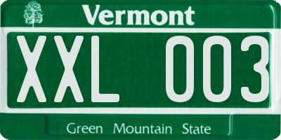 VT license plate XXL003