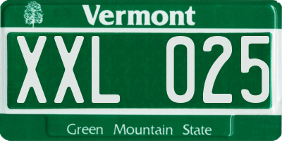 VT license plate XXL025