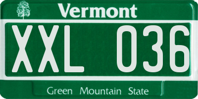 VT license plate XXL036