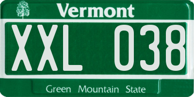 VT license plate XXL038