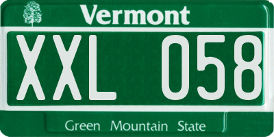 VT license plate XXL058