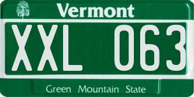 VT license plate XXL063