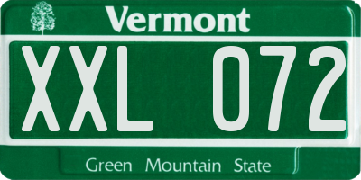 VT license plate XXL072
