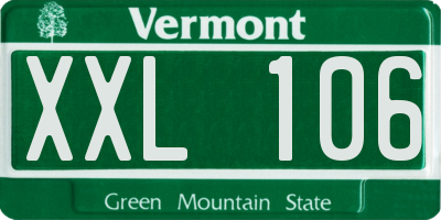 VT license plate XXL106