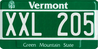 VT license plate XXL205