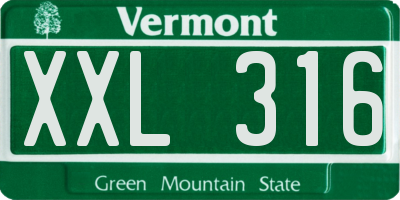 VT license plate XXL316