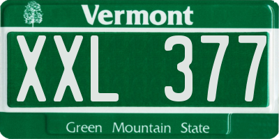 VT license plate XXL377