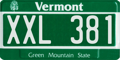 VT license plate XXL381