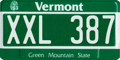 VT license plate XXL387