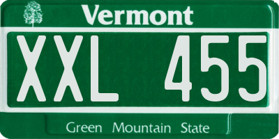 VT license plate XXL455