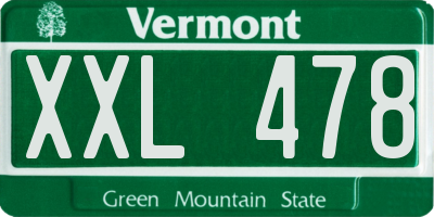 VT license plate XXL478