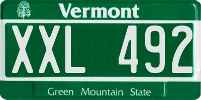 VT license plate XXL492