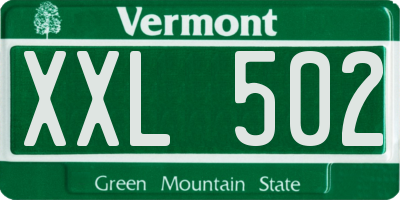 VT license plate XXL502