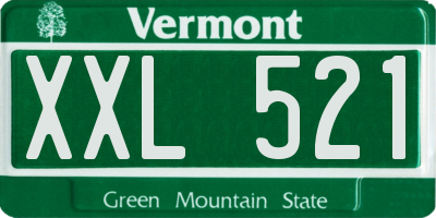 VT license plate XXL521
