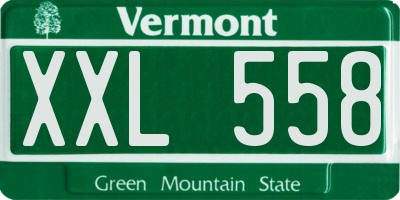 VT license plate XXL558