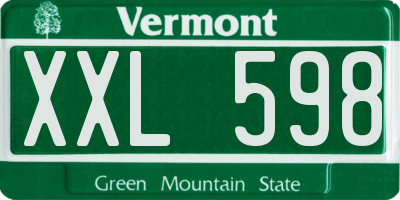 VT license plate XXL598