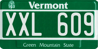 VT license plate XXL609
