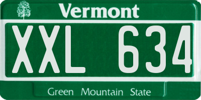 VT license plate XXL634