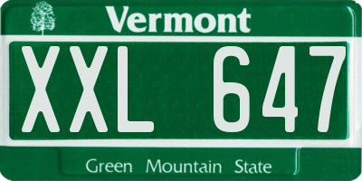 VT license plate XXL647