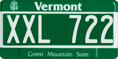 VT license plate XXL722