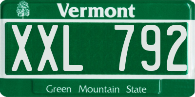 VT license plate XXL792