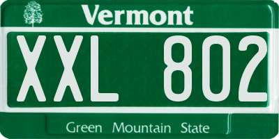 VT license plate XXL802