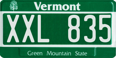 VT license plate XXL835