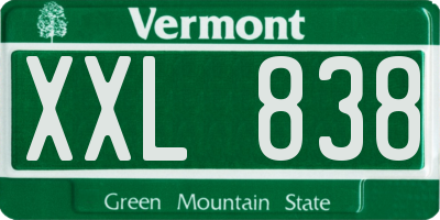 VT license plate XXL838