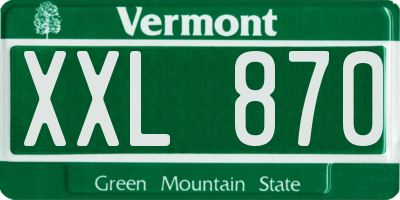 VT license plate XXL870