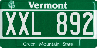 VT license plate XXL892