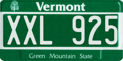 VT license plate XXL925