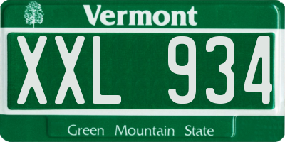 VT license plate XXL934
