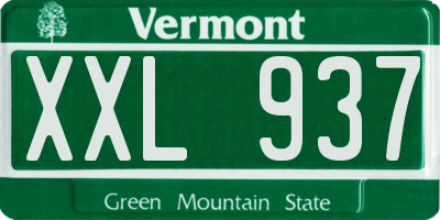 VT license plate XXL937