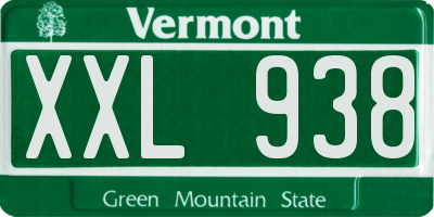 VT license plate XXL938