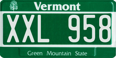 VT license plate XXL958