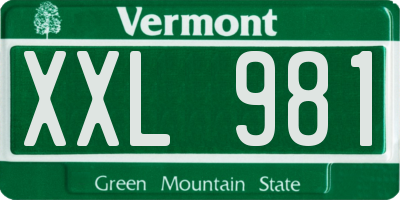 VT license plate XXL981