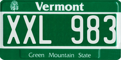 VT license plate XXL983