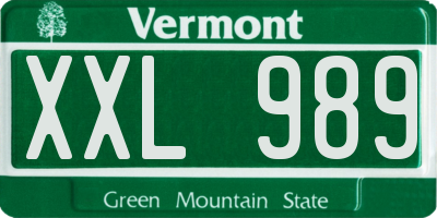 VT license plate XXL989