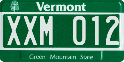 VT license plate XXM012