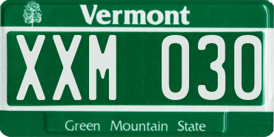 VT license plate XXM030