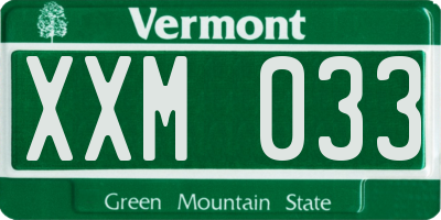 VT license plate XXM033