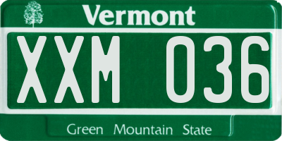 VT license plate XXM036