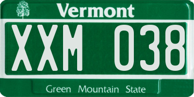 VT license plate XXM038