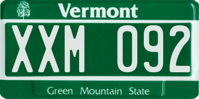 VT license plate XXM092