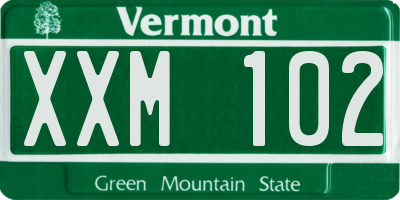 VT license plate XXM102
